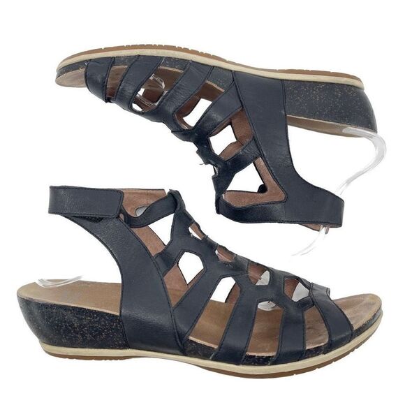 Dansko Womens Wedge Sandals Valentina Gladiator Leather Strappy Black Size 42 - Picture 13 of 13